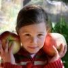 Wolf River Apple -Alpha Shop Young girl with huge Wolf River apples Photo by Jan Mangan